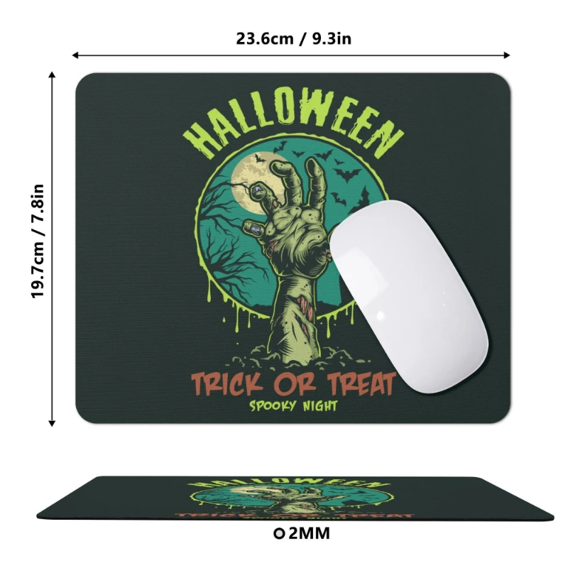 Halloween Zombie Hand Trick or Treat Square Rubber Mouse Pad