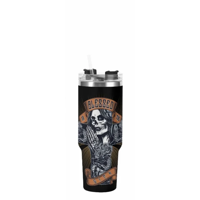 Blessed Ar The Sick 40oz Stainless Steel Tumbler With Black Handle and Straw