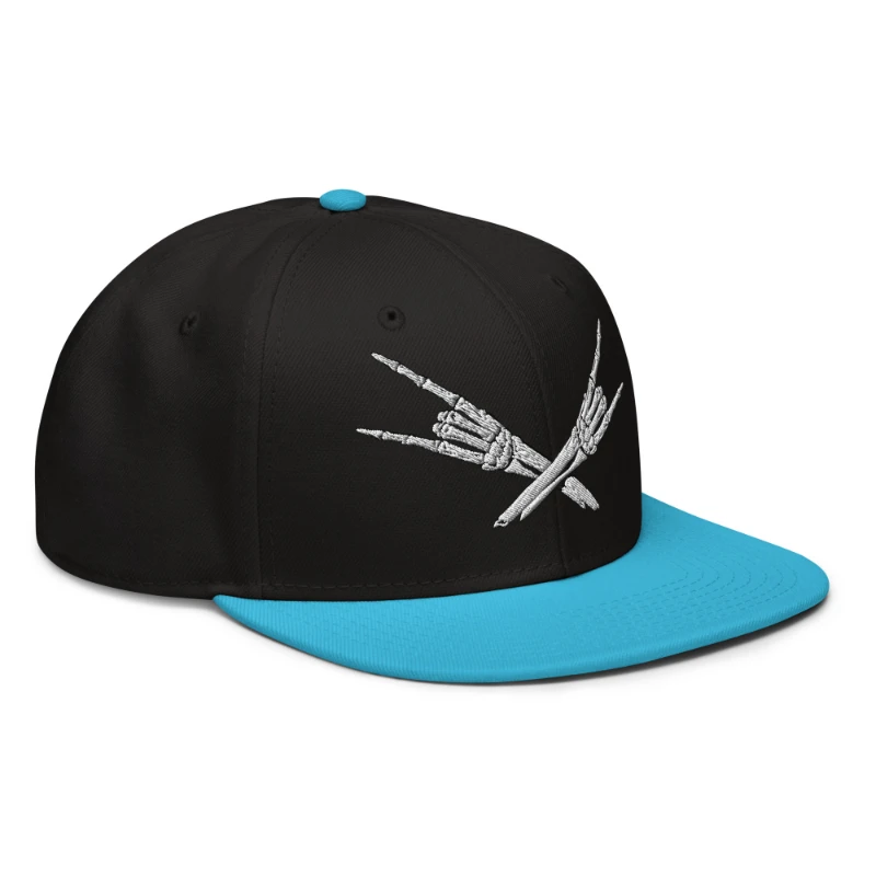 snapback-aqua-blue-black-black-right-front-66bf52c3e8d10 Metal X Skeleton Hands Multicolour Snapback Hats