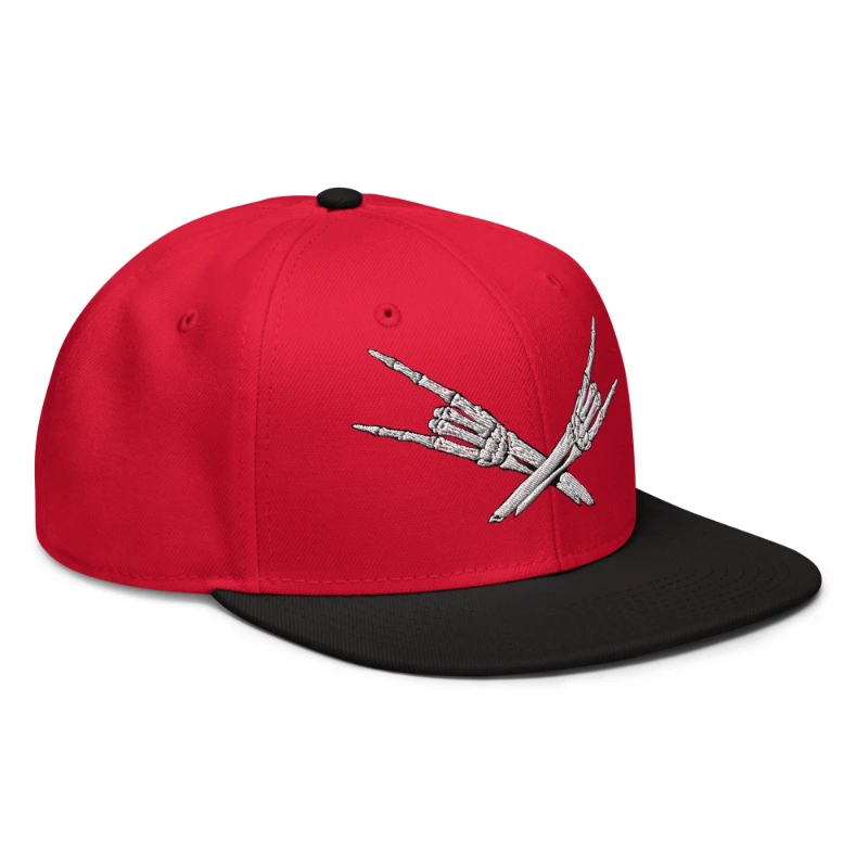 snapback-black-red-red-right-front-66bf63ac6452a Metal X Skeleton Hands Multicolour Snapback Hats