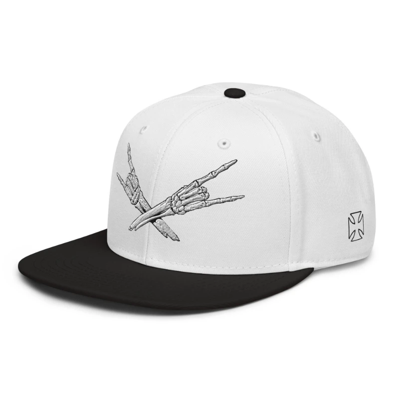 snapback-black-white-white-left-front-66bf5635e7ce4 Metal X Skeleton Hands Multicolour Snapback Hats