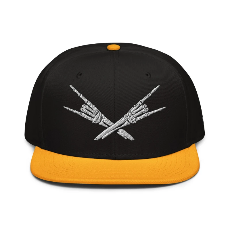 snapback-gold-black-black-front-66bf52c3eb3ce Metal X Skeleton Hands Multicolour Snapback Hats