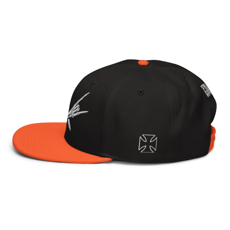 snapback-orange-black-black-left-side-66bf52c3e3062 Metal X Skeleton Hands Multicolour Snapback Hats