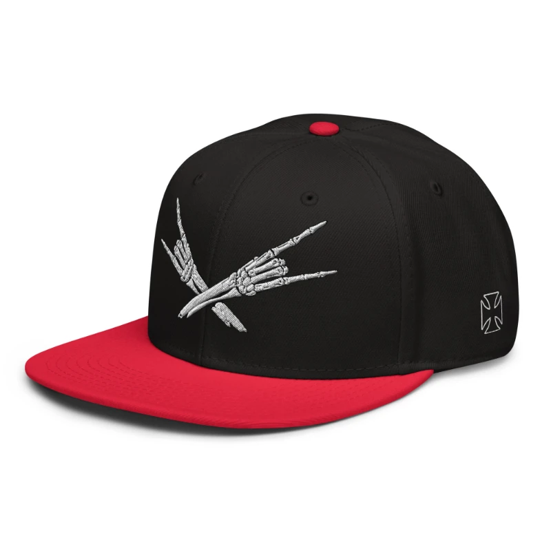 snapback-red-black-black-left-front-66bf52c3e1100 Metal X Skeleton Hands Multicolour Snapback Hats