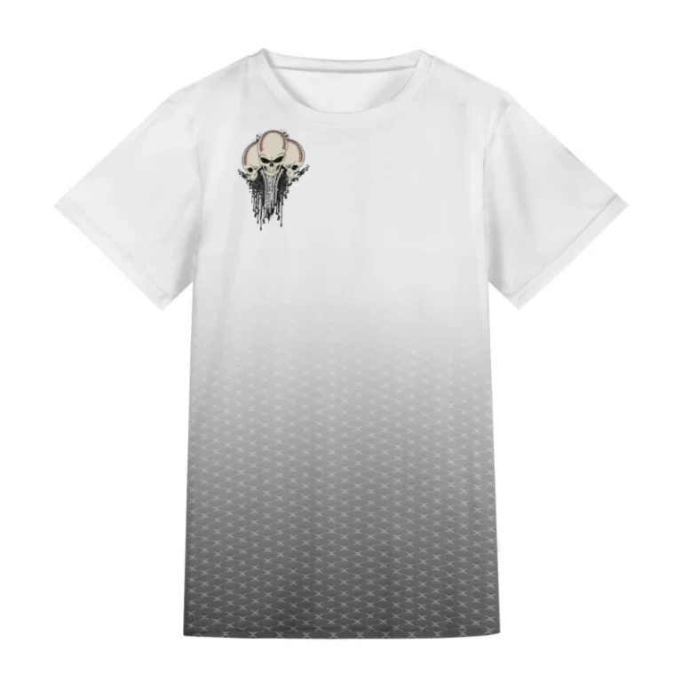 Skulls Baseball Unisex Short Sleeve Tshirt White n Gray