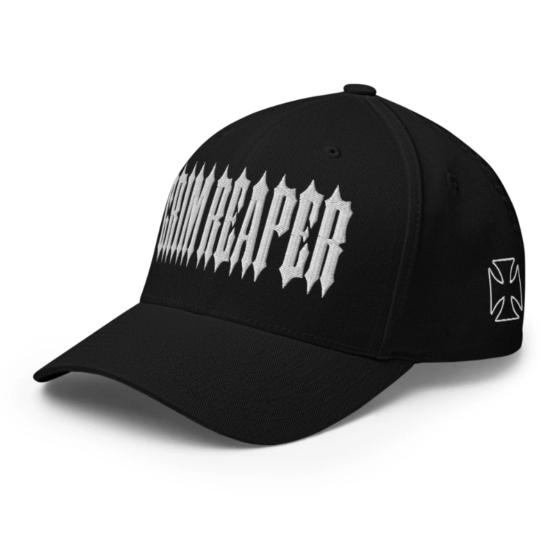 closed-back-structured-cap-black-left-front-66db1aa8473a4 White Grim Reaper Multicolour Structured Twill Cap Flexfit
