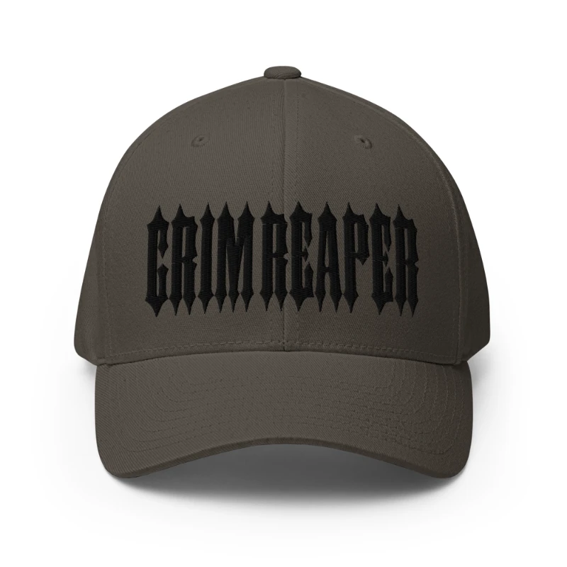 closed-back-structured-cap-dark-grey-front-66db195c58e43 Black Grim Reaper Multicolour Structured Twill Cap Flexfit