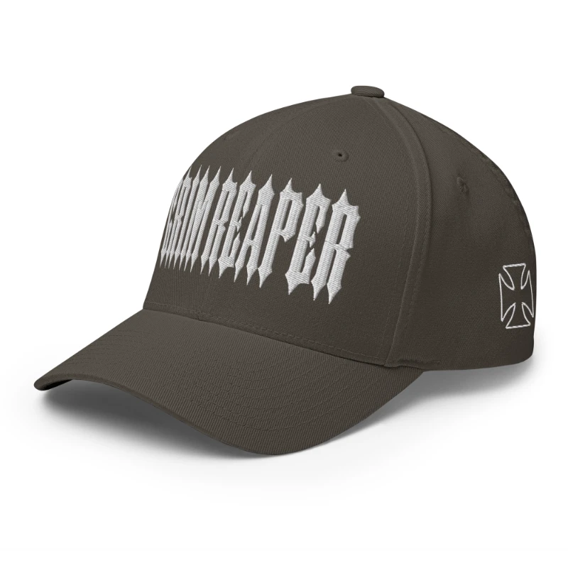 closed-back-structured-cap-dark-grey-left-front-66db1aa880706 White Grim Reaper Multicolour Structured Twill Cap Flexfit