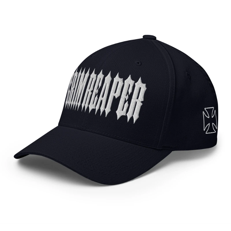closed-back-structured-cap-dark-navy-left-front-66db1aa84058d White Grim Reaper Multicolour Structured Twill Cap Flexfit
