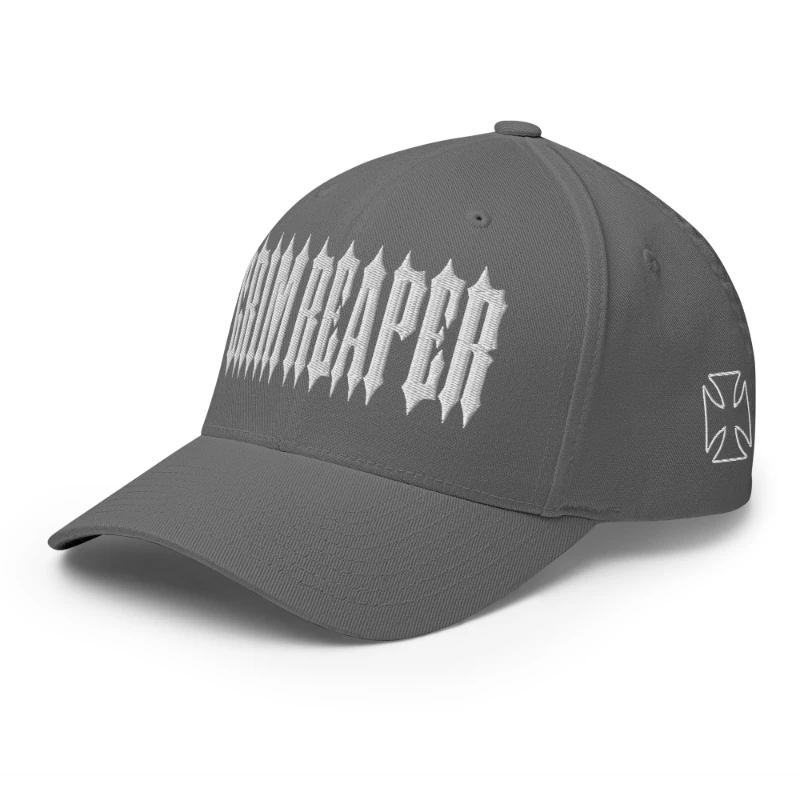 closed-back-structured-cap-grey-left-front-66db1aa89bf48 White Grim Reaper Multicolour Structured Twill Cap Flexfit