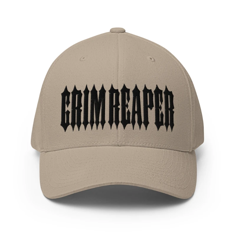 closed-back-structured-cap-khaki-front-66db195c6d9c5 Black Grim Reaper Multicolour Structured Twill Cap Flexfit