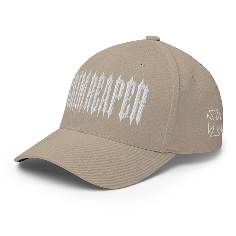 closed-back-structured-cap-khaki-left-front-66db1aa8ab446 White Grim Reaper Multicolour Structured Twill Cap Flexfit