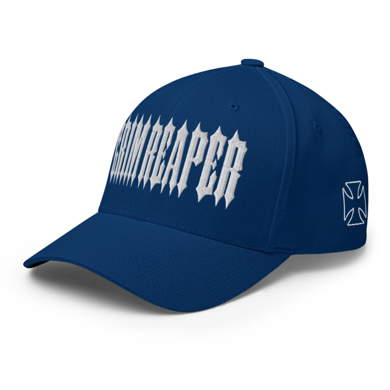 closed-back-structured-cap-royal-blue-left-front-66db1aa851d40 White Grim Reaper Multicolour Structured Twill Cap Flexfit