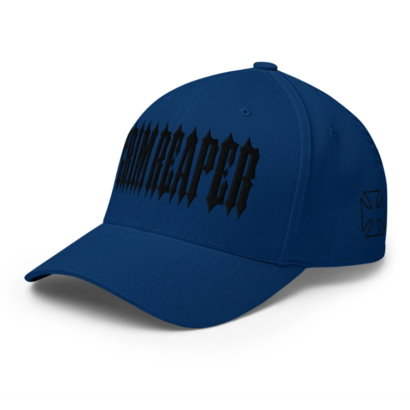 closed-back-structured-cap-royal-blue-left-front-66db1be7c594c Black Grim Reaper Multicolour Structured Twill Cap Flexfit