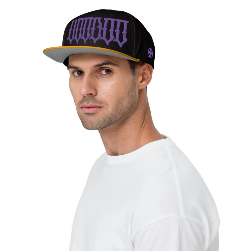 snapback-gold-black-black-front-6729181ff3f00 Voodoo Purple and Gold Mix Snapback Hat