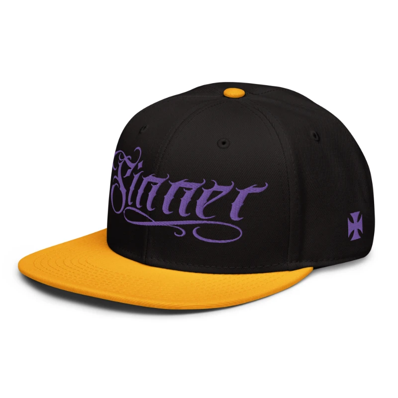 snapback-gold-black-black-left-front-670fde9ec097f Sinner Purple and Gold Mix Snapback Hat