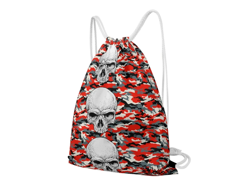 Red Camouflage & Skull Men's Premium PU Leather High Top Sneakers-V2