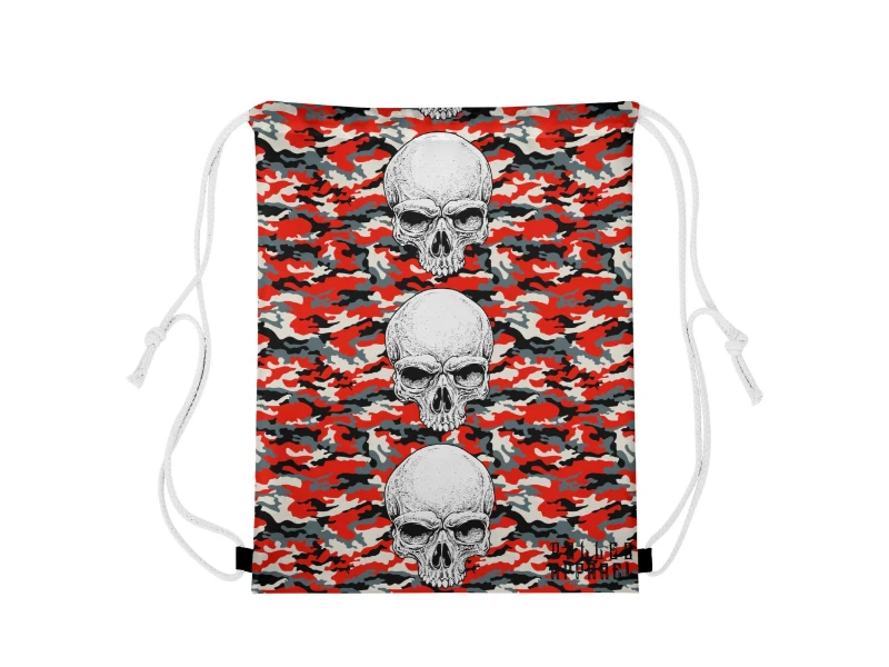 Red Camouflage & Skull Men's Premium PU Leather High Top Sneakers-V2