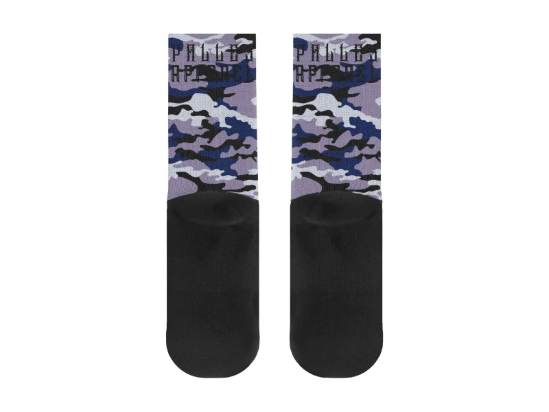 Dark Blue Camouflage & Skull Men's Premium PU Leather High Top Sneakers-V2