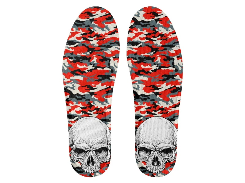 Red Camouflage & Skull Men's Premium PU Leather High Top Sneakers-V2