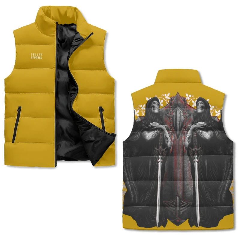 1739205909-2-asiTv7Ukrd Shield Grim Reapers Unisex Lightweight Stand Collar Zip Up Puffer Vest
