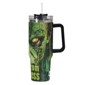 Born from Madness 40oz Stainless Steel Tumbler With Black Handle and Straw