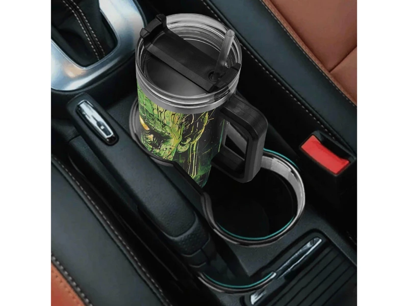 Born from Madness 40oz 1L Stainless Steel Tumbler With Black Handle and Straw