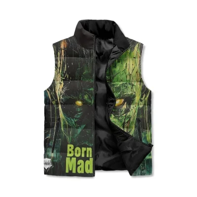 Born from Madness Unisex Lightweight Stand Collar Zip Up Puffer Vest