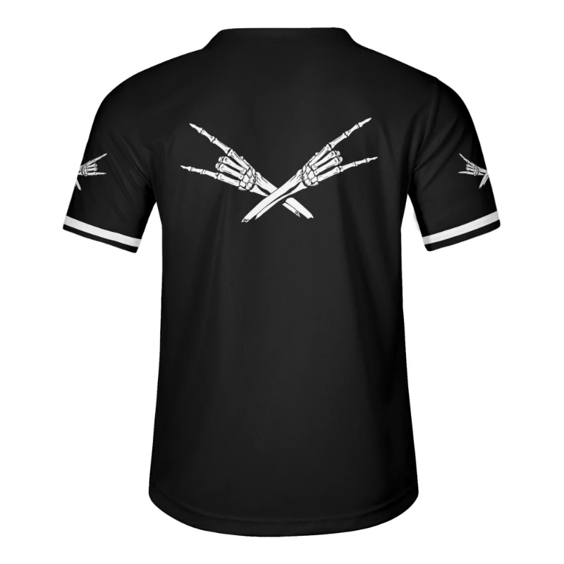 Metal X Skelly Hands Mens Short Sleeve Baseball Jersey