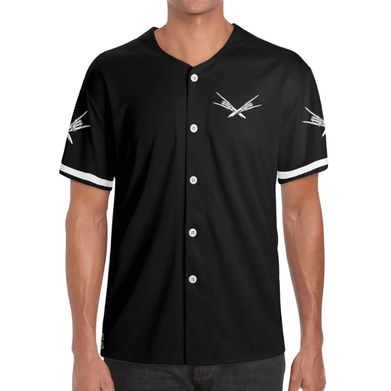 Metal X Skelly Hands Mens Short Sleeve Baseball Jersey
