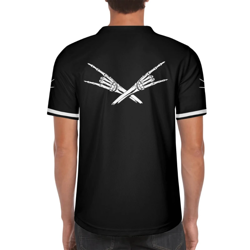 Metal X Skelly Hands Mens Short Sleeve Baseball Jersey