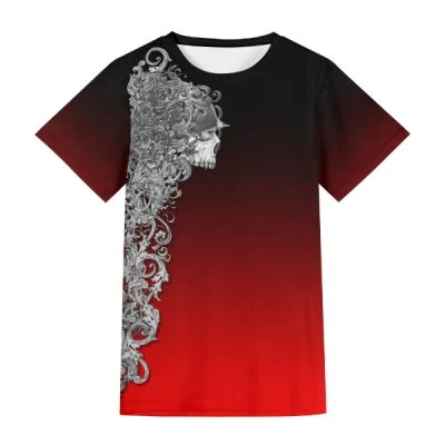 Peace and War Skull Black-Red Unisex Short Sleeve T-shirt