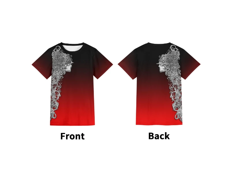 Peace and War Skull Black-Red Unisex Short Sleeve T-shirt