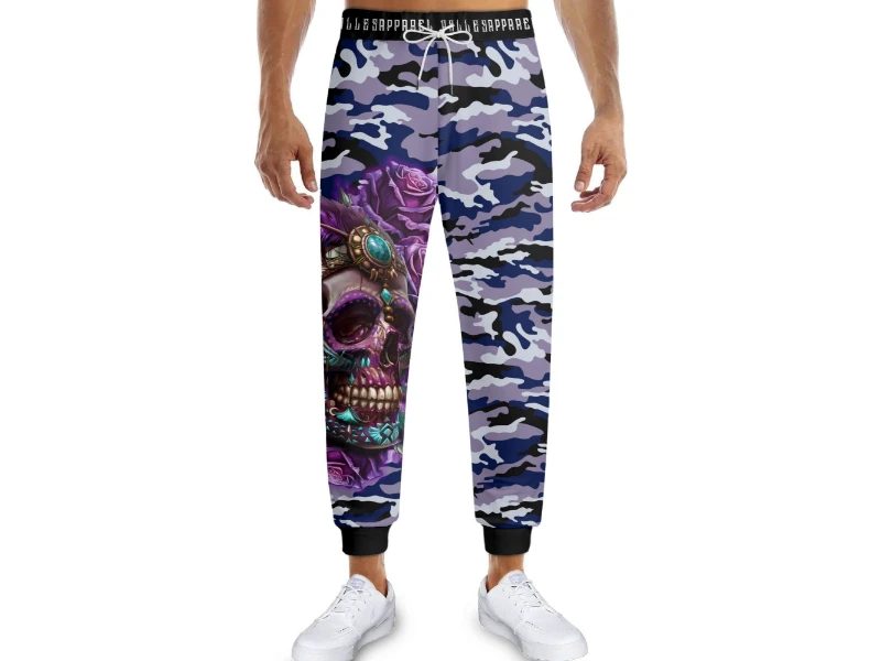 Blue Camouflage Voodoo skull Unisex Sweatpants